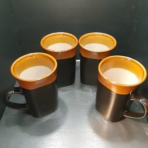 4 Never Used Royal Norfolk Coffee Mugs Cups Autumn Black with Brown